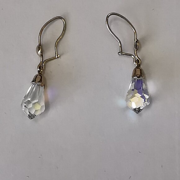 Vintage 9kt Gold Austrian Crystal Drop Earrings - Picture 4 of 8